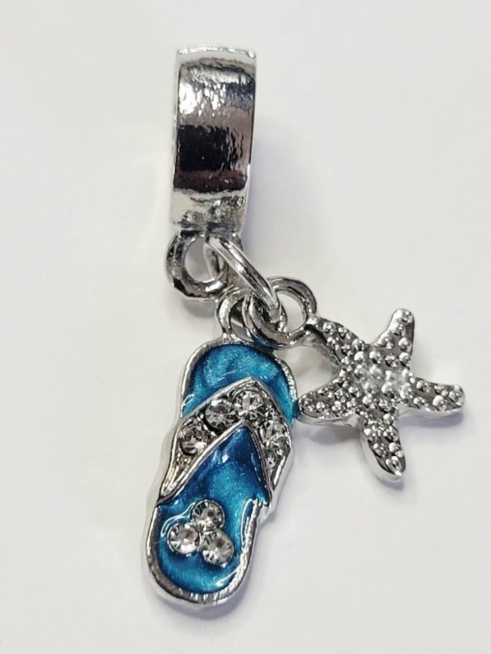 NWT For Pandora Charm Bracelet Blue Silver Color Sandal Starfish Dangle Charm - Picture 2 of 4